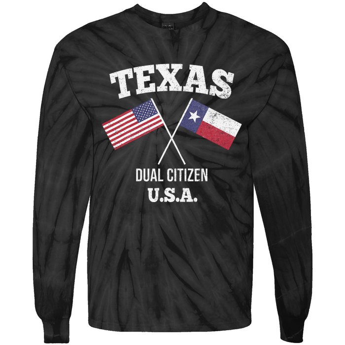 True Texan Dual Citizen Love Texas And America Tie-Dye Long Sleeve Shirt