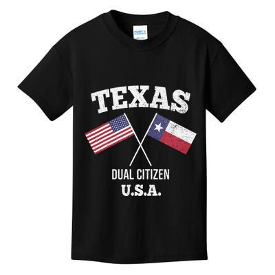 True Texan Dual Citizen Love Texas And America Kids T-Shirt