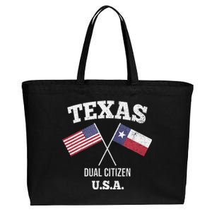 True Texan Dual Citizen Love Texas And America Cotton Canvas Jumbo Tote