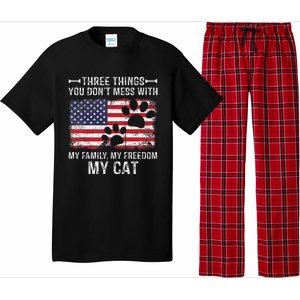 Three Things Dont Mess With My Family My Cat My Freedom Pajama Set