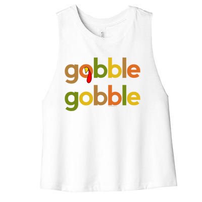 Thanksgiving Turkey Day Gobble Gobble Fall Great Gift Women's Racerback Cropped Tank