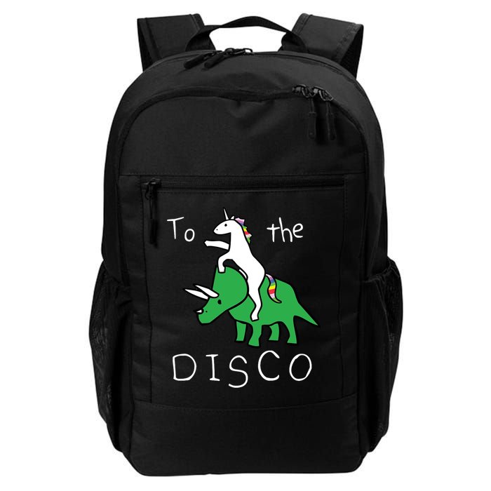 To The Disco 80s Party Unicorn Dino Disco Backpack