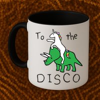 To The Disco 80s Party Unicorn Dino Disco Mug
