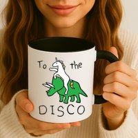 To The Disco 80s Party Unicorn Dino Disco Mug