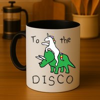 To The Disco 80s Party Unicorn Dino Disco Mug