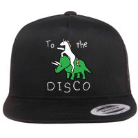 To The Disco 80s Party Unicorn Dino Disco Flatbill Hat