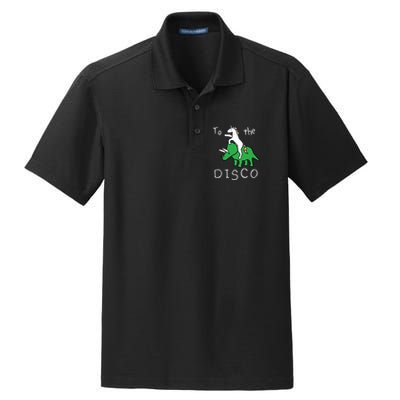 To The Disco 80s Party Unicorn Dino Disco Dry Zone Grid Polo