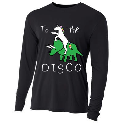 To The Disco 80s Party Unicorn Dino Disco Cooling Performance Long Sleeve Crew