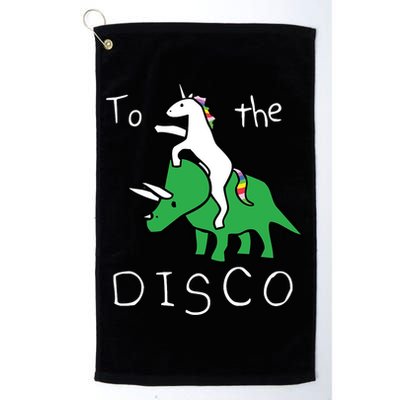 To The Disco 80s Party Unicorn Dino Disco Golf Towel