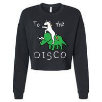 To The Disco 80s Party Unicorn Dino Disco Cropped Pullover Crew