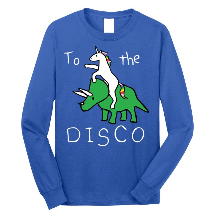 To The Disco 80s Party Unicorn Dino Disco Long Sleeve Shirt
