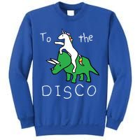 To The Disco 80s Party Unicorn Dino Disco Sweatshirt