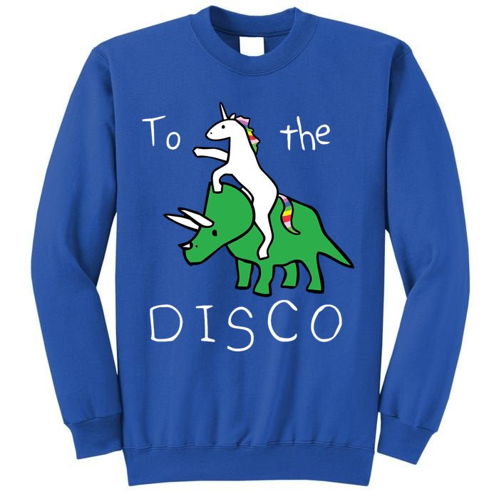 To The Disco 80s Party Unicorn Dino Disco Sweatshirt