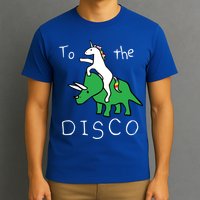 To The Disco 80s Party Unicorn Dino Disco T-Shirt