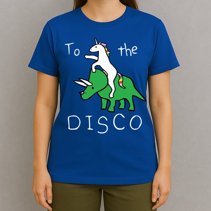To The Disco 80s Party Unicorn Dino Disco T-Shirt