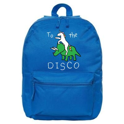 To The Disco 80s Party Unicorn Dino Disco 16 in Basic Backpack
