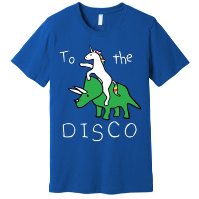 To The Disco 80s Party Unicorn Dino Disco Premium T-Shirt