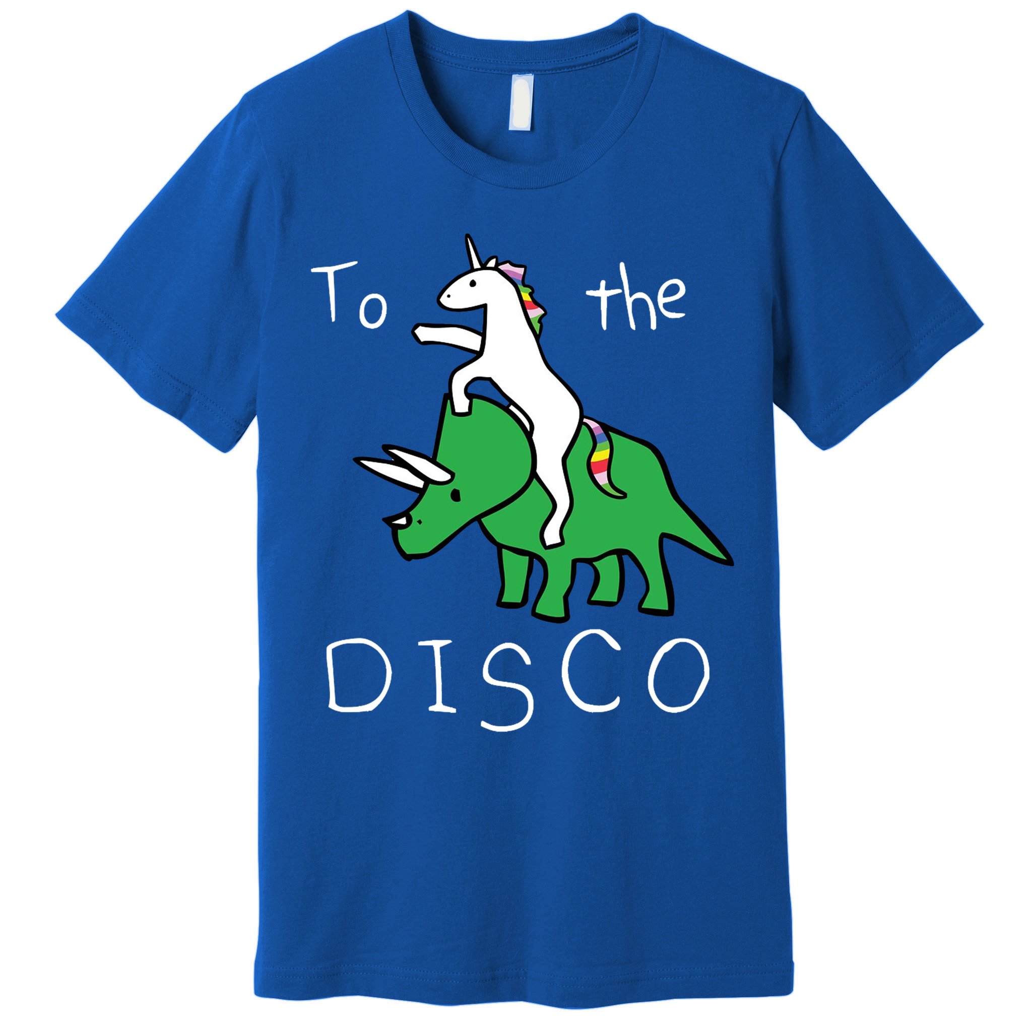 To The Disco 80s Party Unicorn Dino Disco Premium T-Shirt
