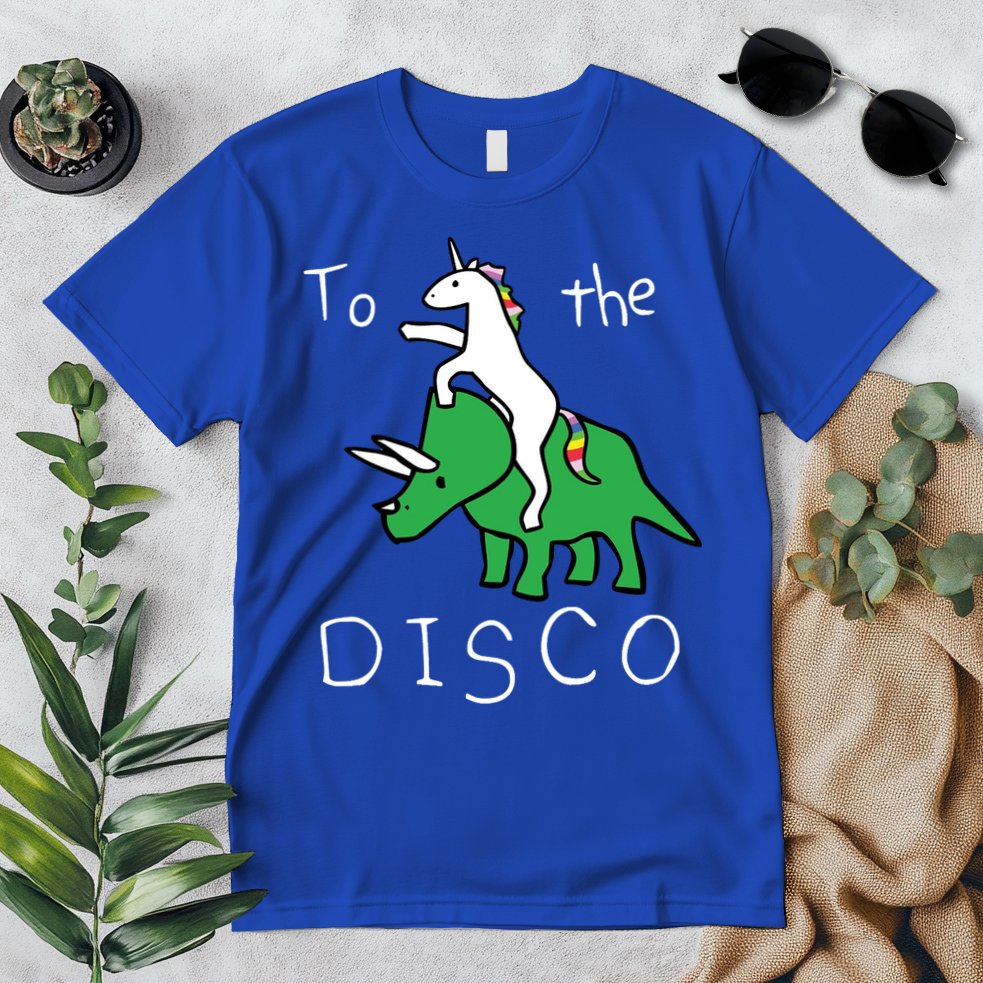 To The Disco 80s Party Unicorn Dino Disco Premium T-Shirt