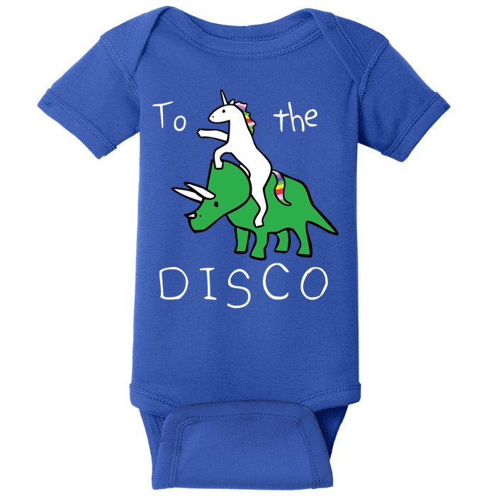 To The Disco 80s Party Unicorn Dino Disco Baby Bodysuit