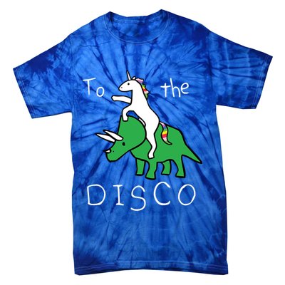 To The Disco 80s Party Unicorn Dino Disco Tie-Dye T-Shirt