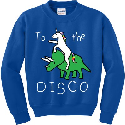 To The Disco 80s Party Unicorn Dino Disco Kids Sweatshirt