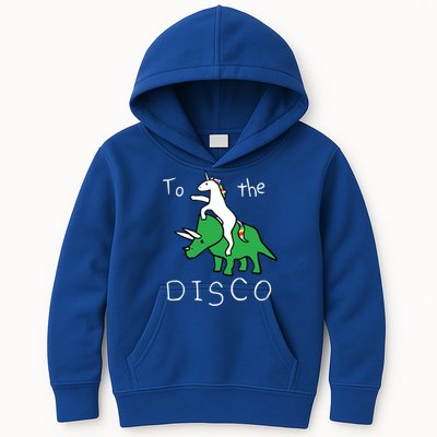 To The Disco 80s Party Unicorn Dino Disco Kids Hoodie