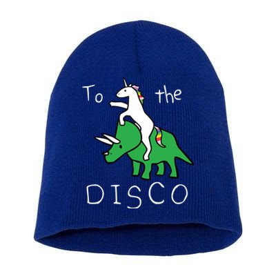 To The Disco 80s Party Unicorn Dino Disco Short Acrylic Beanie