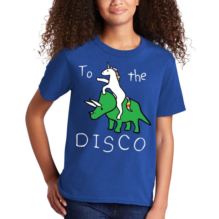 To The Disco 80s Party Unicorn Dino Disco Kids T-Shirt
