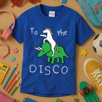 To The Disco 80s Party Unicorn Dino Disco Kids T-Shirt