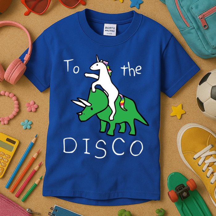 To The Disco 80s Party Unicorn Dino Disco Kids T-Shirt