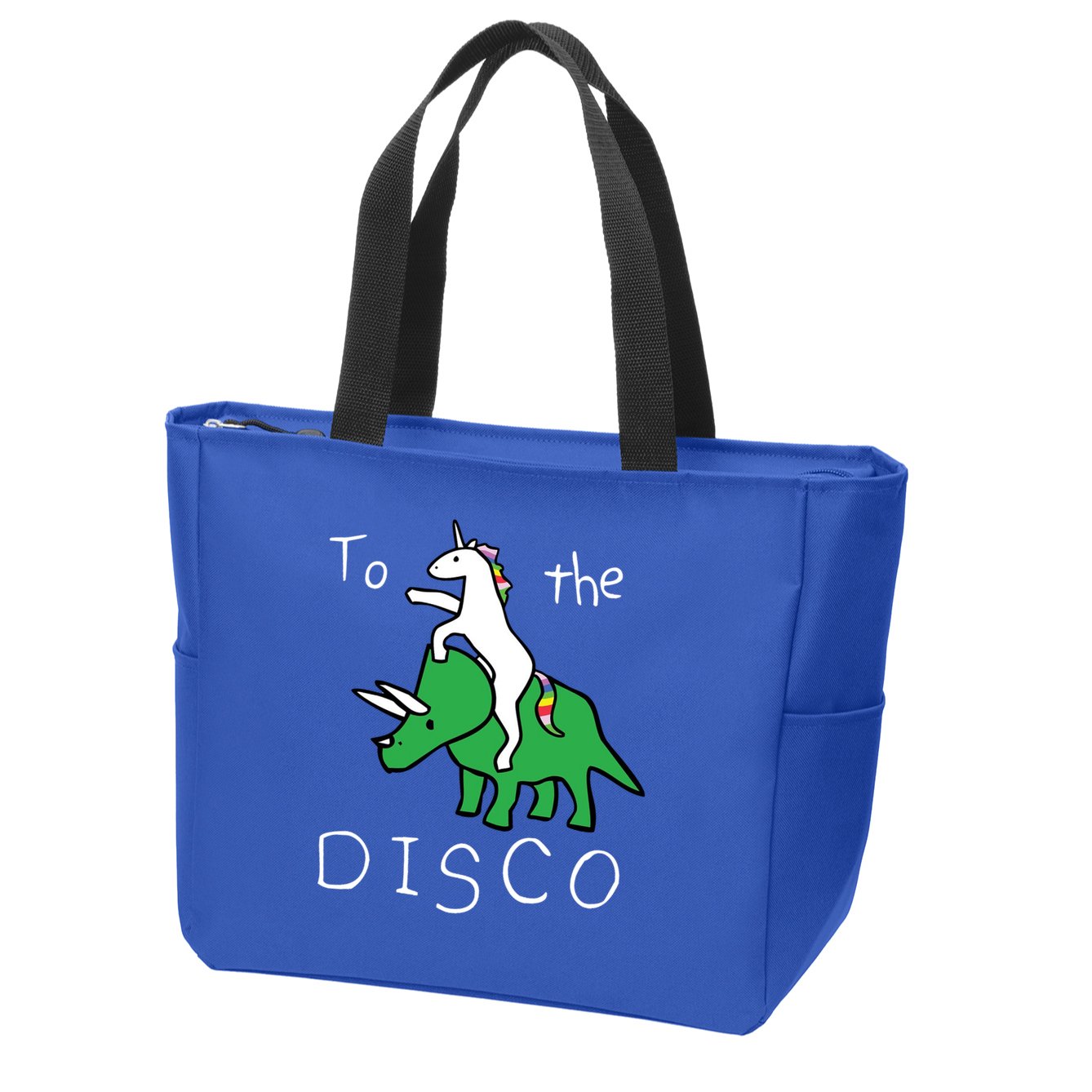 To The Disco 80s Party Unicorn Dino Disco Zip Tote Bag