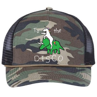 To The Disco 80s Party Unicorn Dino Disco Retro Rope Trucker Hat Cap