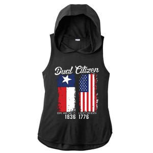 True Texan Dual Citizen Love Texas And America Ladies PosiCharge Tri-Blend Wicking Draft Hoodie Tank