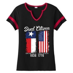 True Texan Dual Citizen Love Texas And America Ladies Halftime Notch Neck Tee