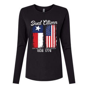 True Texan Dual Citizen Love Texas And America Womens Cotton Relaxed Long Sleeve T-Shirt