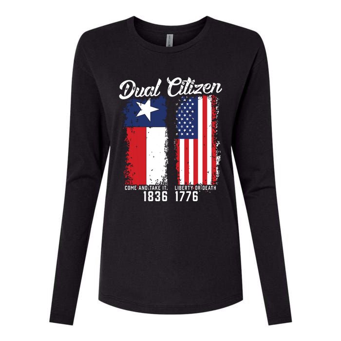 True Texan Dual Citizen Love Texas And America Womens Cotton Relaxed Long Sleeve T-Shirt