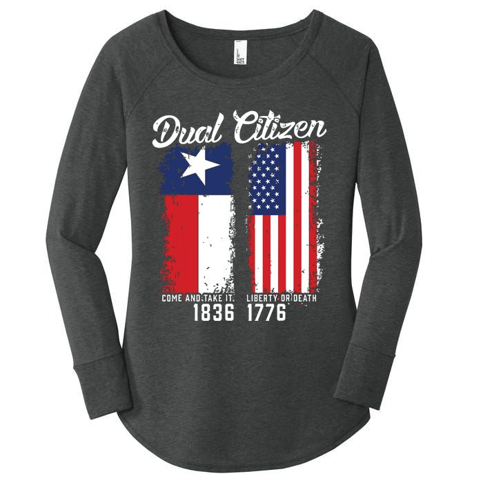 True Texan Dual Citizen Love Texas And America Women's Perfect Tri Tunic Long Sleeve Shirt