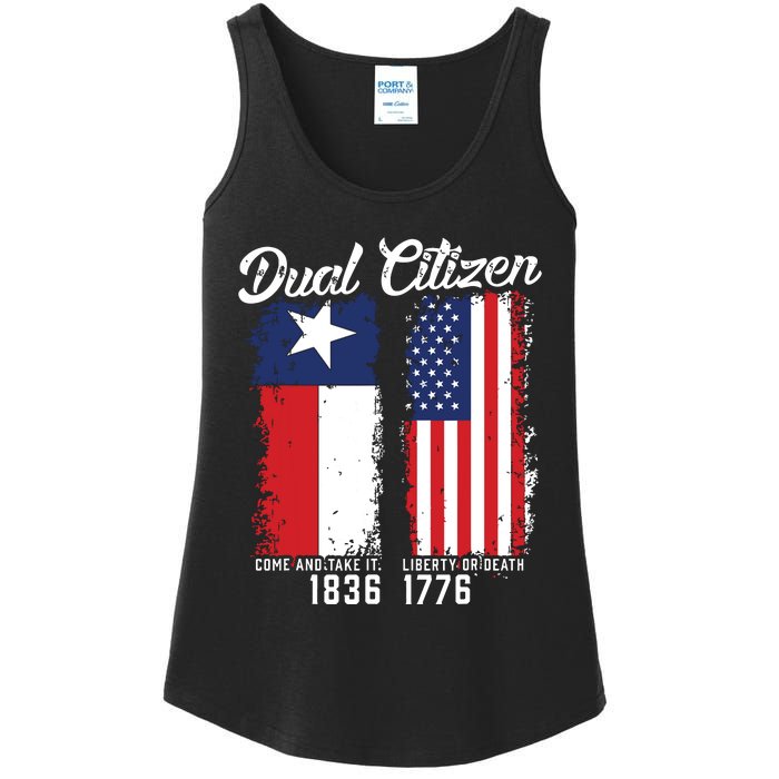 True Texan Dual Citizen Love Texas And America Ladies Essential Tank