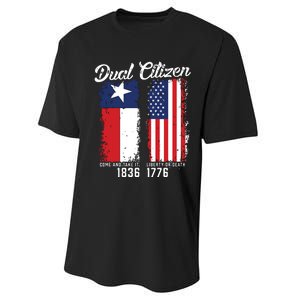 True Texan Dual Citizen Love Texas And America Performance Sprint T-Shirt