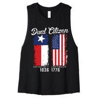 True Texan Dual Citizen Love Texas And America Women's Racerback Cropped Tank