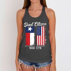 True Texan Dual Citizen Love Texas And America Women's Knotted Racerback Tank