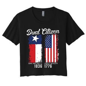 True Texan Dual Citizen Love Texas And America Women's Crop Top Tee