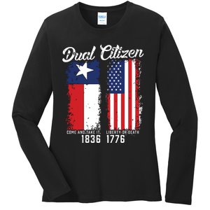 True Texan Dual Citizen Love Texas And America Ladies Long Sleeve Shirt