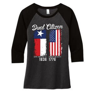 True Texan Dual Citizen Love Texas And America Women's Tri-Blend 3/4-Sleeve Raglan Shirt