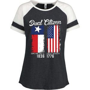 True Texan Dual Citizen Love Texas And America Enza Ladies Jersey Colorblock Tee