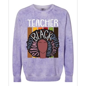 Teacher Thanksgiving Day Retro Afro Queen Black History Colorblast Crewneck Sweatshirt