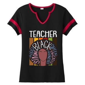 Teacher Thanksgiving Day Retro Afro Queen Black History Ladies Halftime Notch Neck Tee