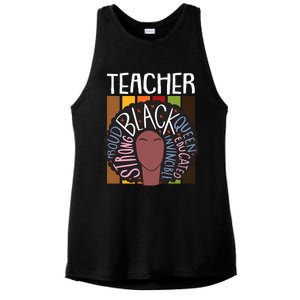 Teacher Thanksgiving Day Retro Afro Queen Black History Ladies PosiCharge Tri-Blend Wicking Tank