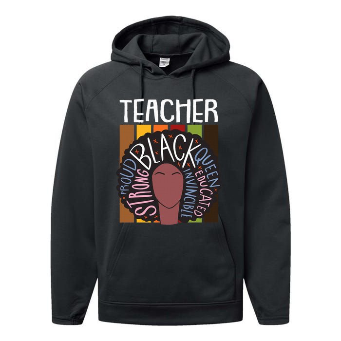 Teacher Thanksgiving Day Retro Afro Queen Black History Performance Fleece Hoodie